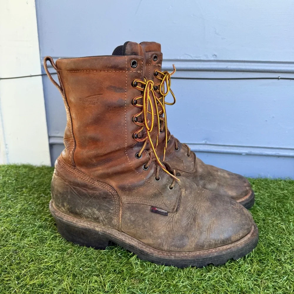Red Wing Shoes Mens 620 Waterproof Leather Work Boots Brown Size 11 D Vibram EH